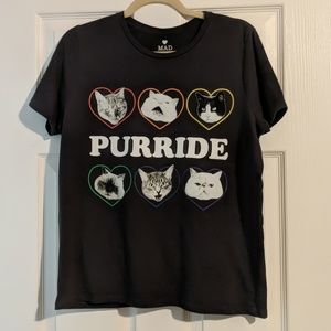 MAD Purride lgbtq Pride Cat Graphic Tee Rainbow